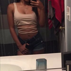 Small Nude Forever 21 Wrap Around Crop Top